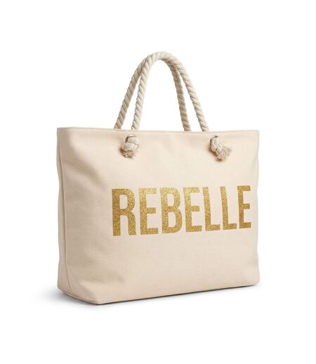 OZABI Sac de Plage Femme Jute Synthétique – Message Pailleté – Cordage