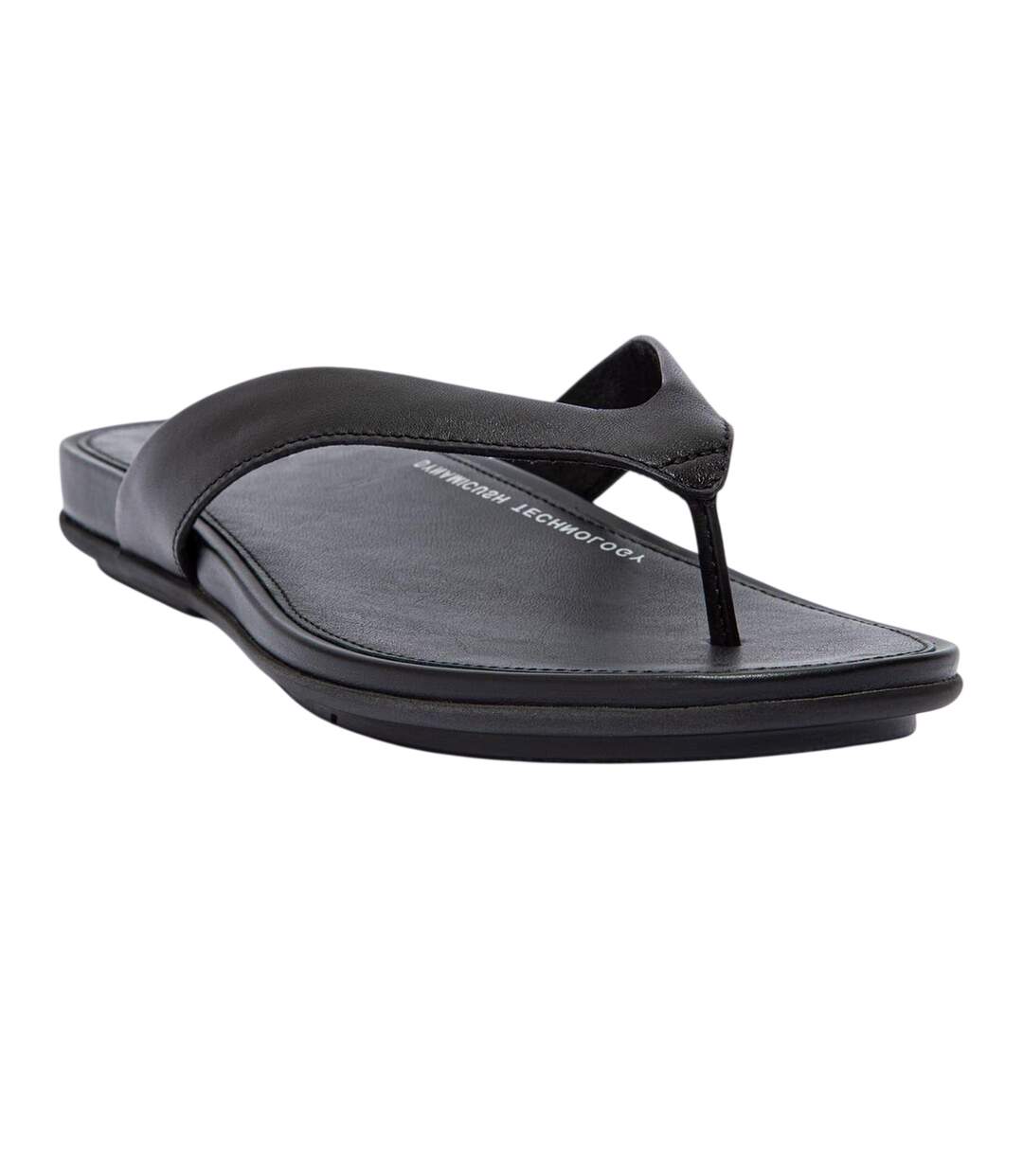Womens/ladies Gracie Leather Flat Flip Flops All Black FitFlop-4
