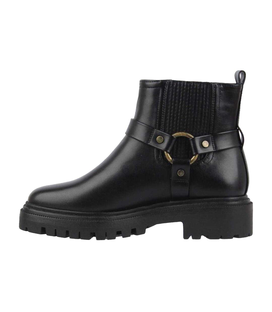 Womens/ladies Leather Block Heel Motorcycle Boots Black Jack Wills-2