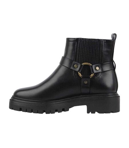Womens/ladies Leather Block Heel Motorcycle Boots Black Jack Wills