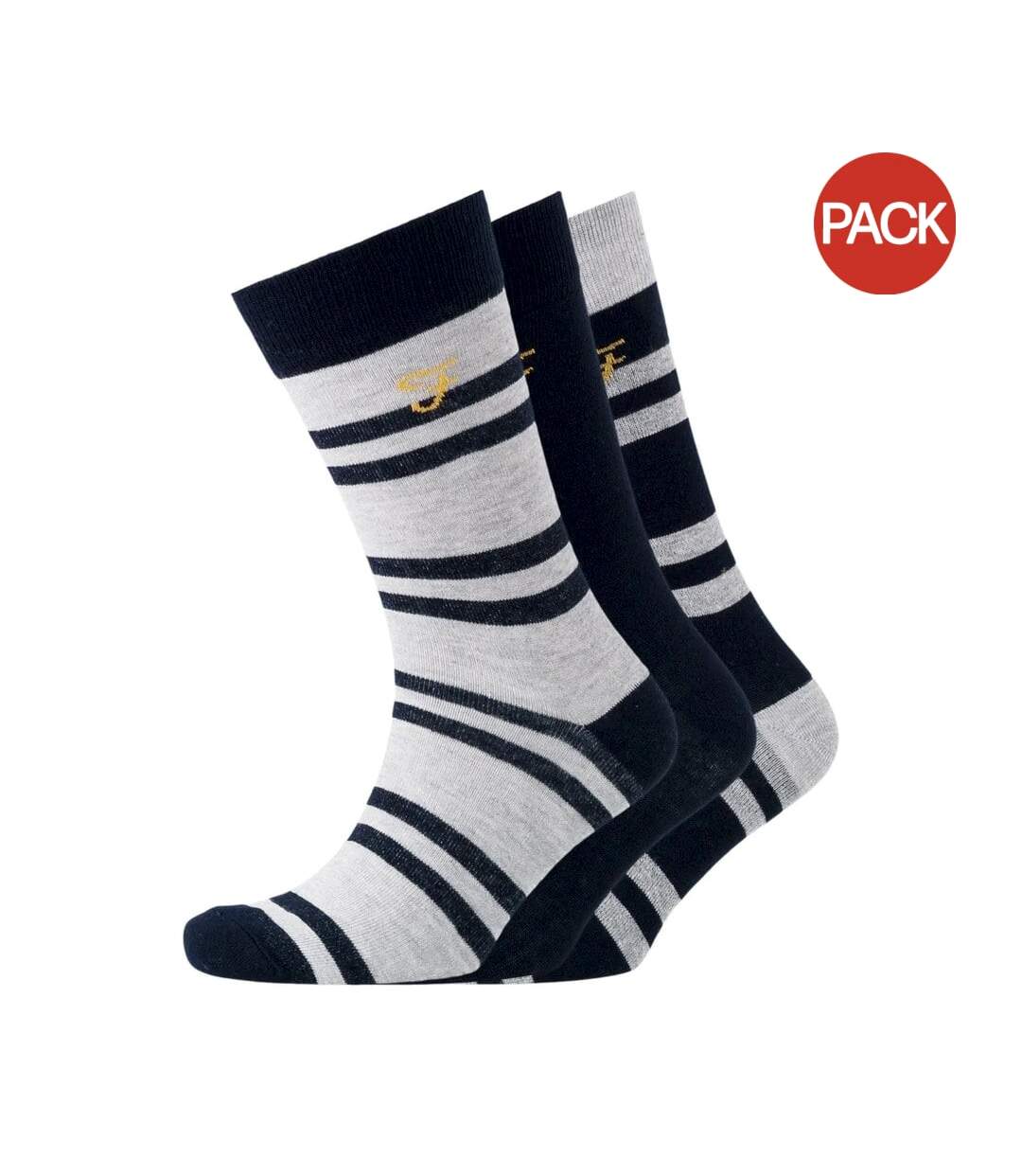 Pack of 3  Mens falton striped socks  black/white Farah-1