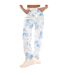 Womens/ladies Cropped Leather Patch Straight Jeans White Blue Boss-1