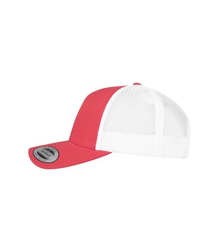 Unisex adult two tone 5 panel trucker cap red/white Flexfit