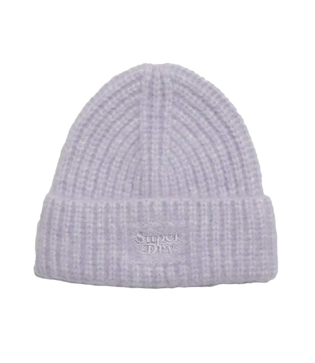 Bonnet mauve femme superdry rib knit beanie-1