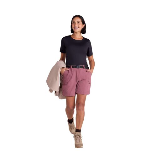 Womens/ladies Stellar Ripstop Hiking Cargo Shorts Dark Pink Mountain Warehouse