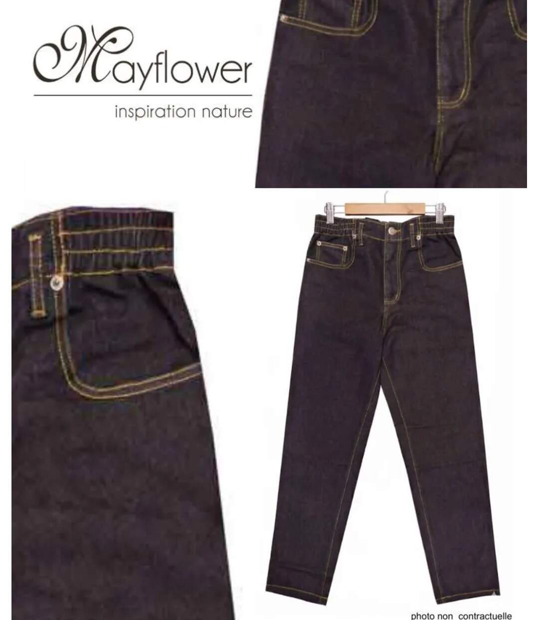 Jean Femme Noir Taille Élastique Confort – Coton Majoritaire Mayflower-3