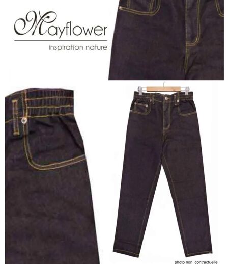 Jean Femme Noir Taille Élastique Confort – Coton Majoritaire Mayflower