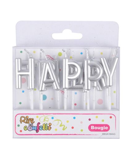 Lot de 13 Bougies Happy Birthday 8cm Argent