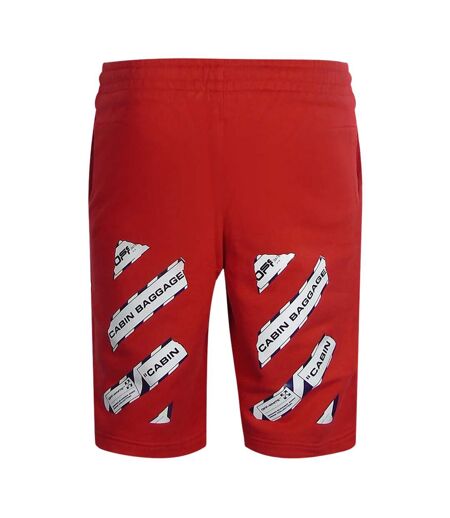 Mens Tape Sweat Shorts Red Off-White