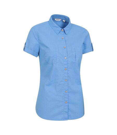 Womens/ladies Coconut Short-sleeved Shirt Bright Blue Mountain Warehouse