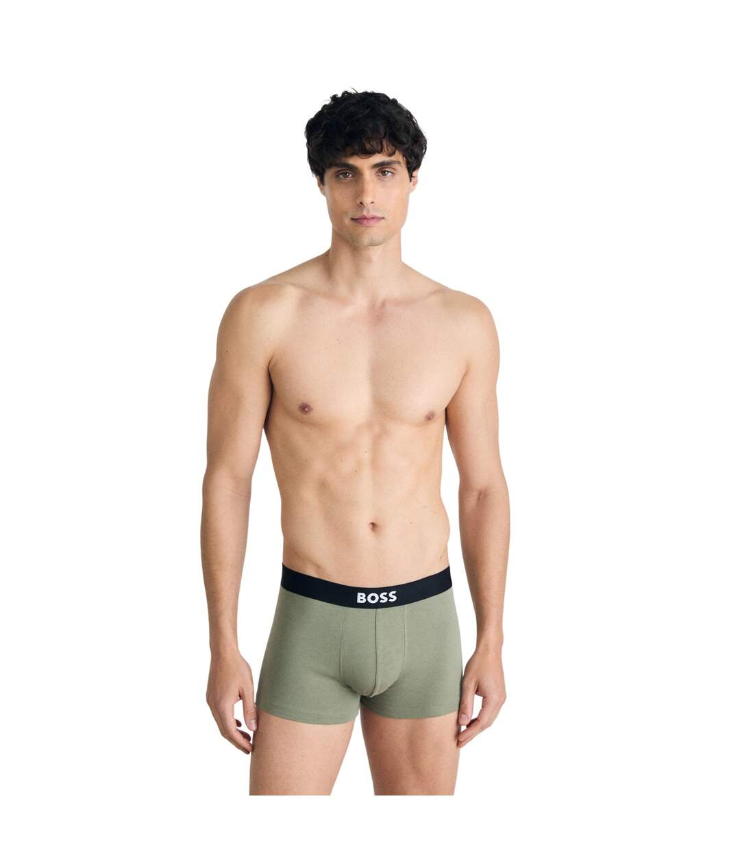 Lot De 3  Boxers Motif/style Logo Homme Vert Kaki Gris Bleu Marine Boss-4
