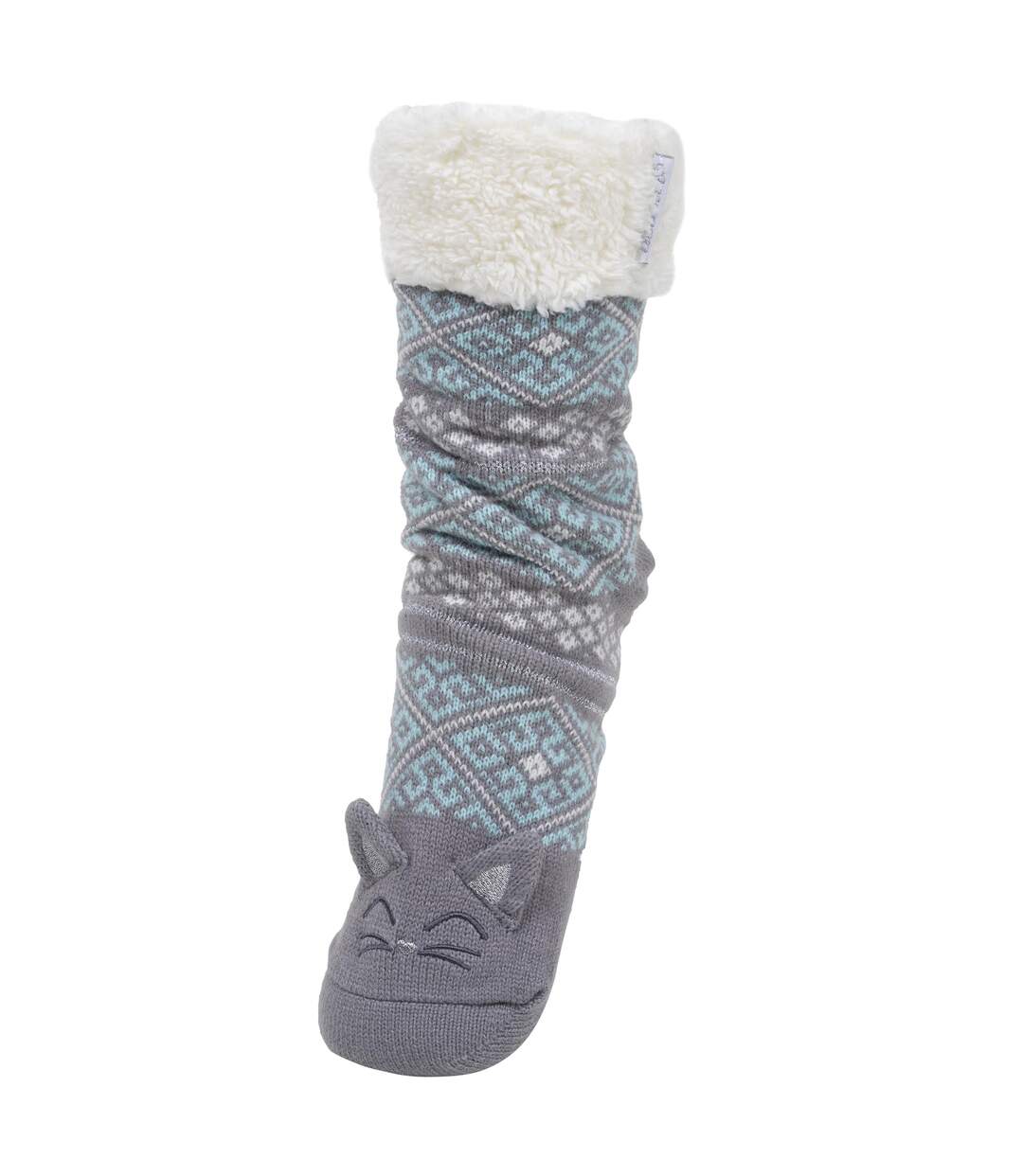 Isotoner Chaussettes d'intérieur femme maille jacquard, picots antidérapants-1