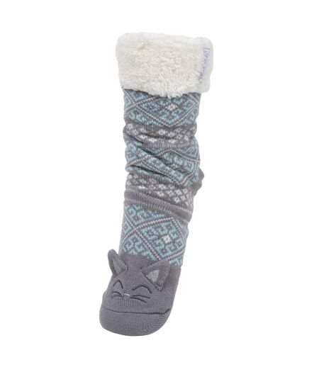Isotoner Chaussettes d'intérieur femme maille jacquard, picots antidérapants