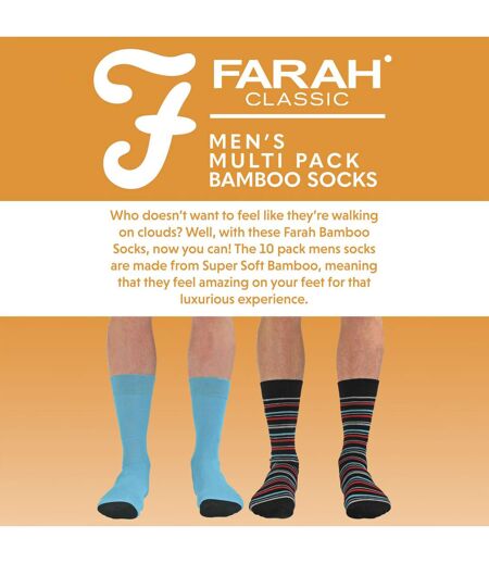 Mens 10 Pair Multi-Pack Bright Bamboo Socks