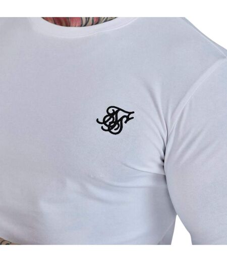 Mens Embroidered Logo Fitted Long-sleeved T-shirt White SikSilk