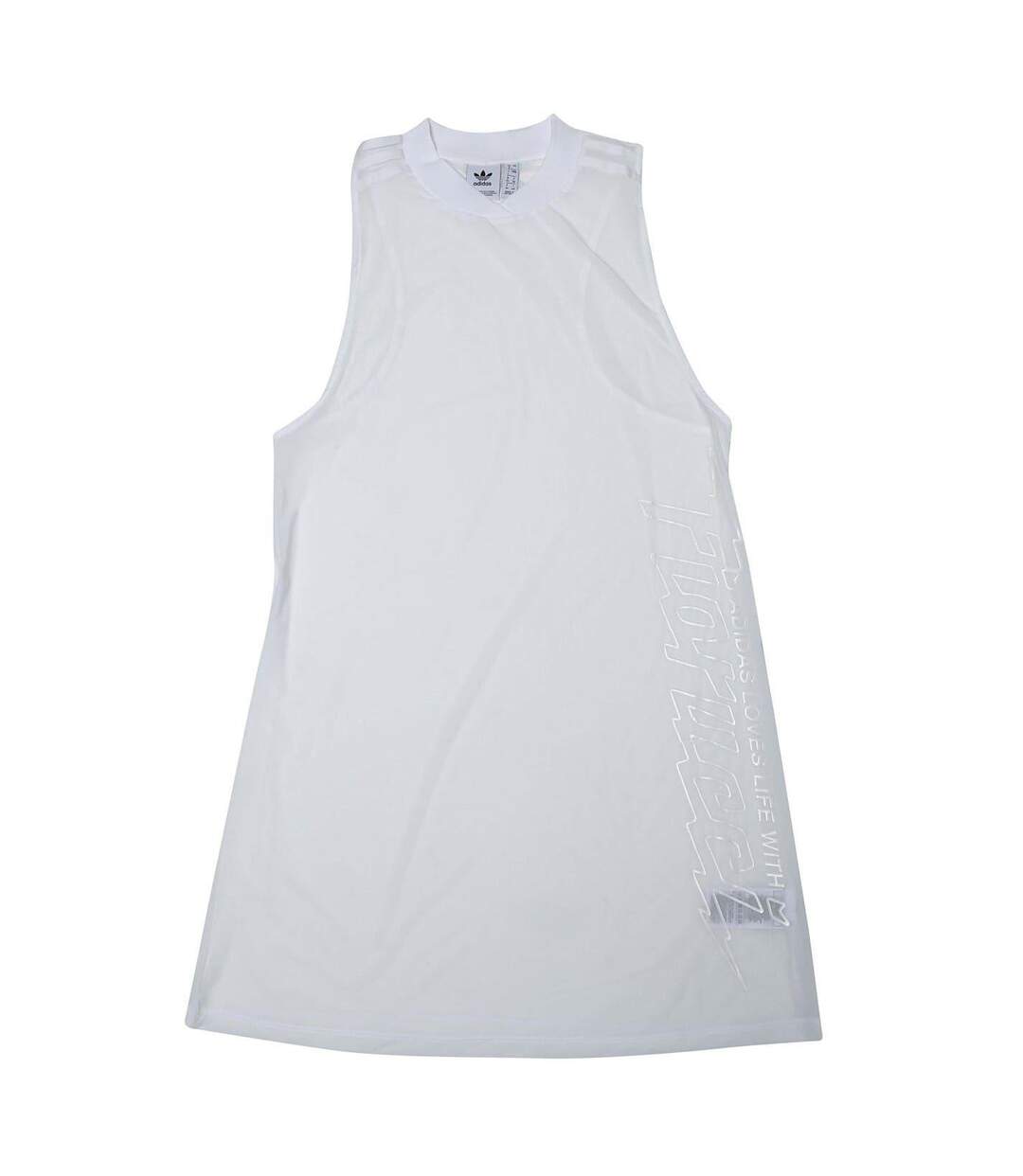 Womens/ladies Originals Graphic Print Regular Sleeveless T-shirt Dress White Adidas-1