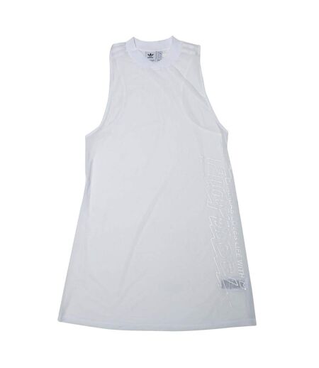 Womens/ladies Originals Graphic Print Regular Sleeveless T-shirt Dress White Adidas
