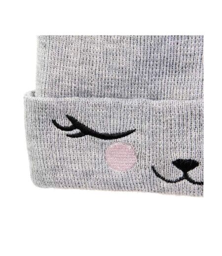 Bonnet Enfant Chat 21cm Gris & Rose