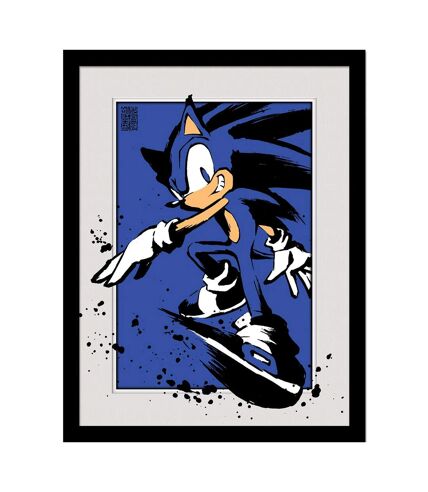 Sonic The Hedgehog - Poster encadré (Bleu / Gris / Noir) (40 cm x 30 cm) - UTPM8692