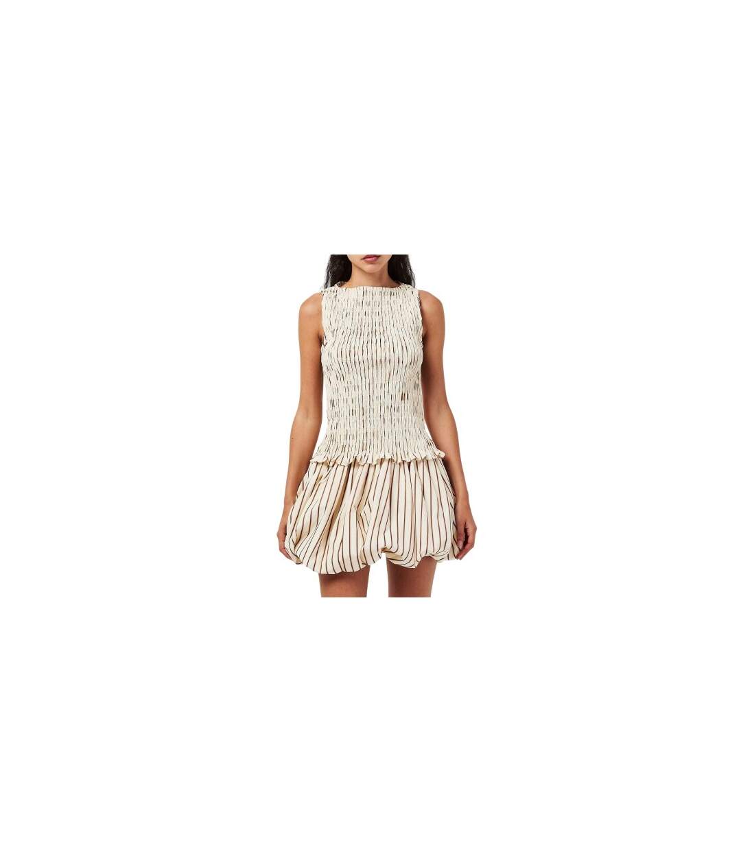 Haut À Smocks Motif/style À Rayures Sonya Femme Beige AmyLynn-1