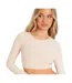 Womens/ladies Crew Neck Long-sleeved Crop Top Stone Missy Empire-2