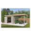 Chalet en bois profil aluminium contemporain avec extension 16.80 m² Sans option