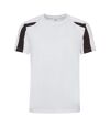 Just Cool Mens Contrast Cool Sports Plain T-Shirt (Arctic White/Jet Black) - UTRW685