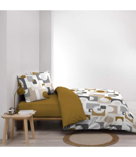 Parure de Lit 3 Pièces Geomelo 240x220cm Ocre
