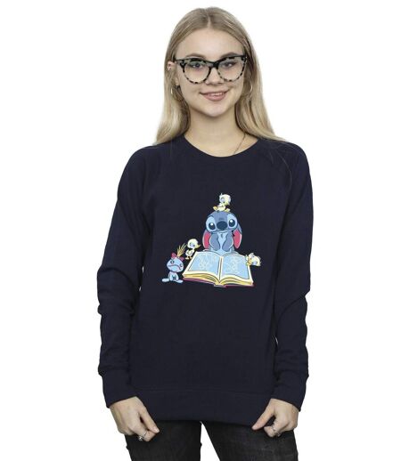 Sweat reading reading a book femme bleu marine Disney