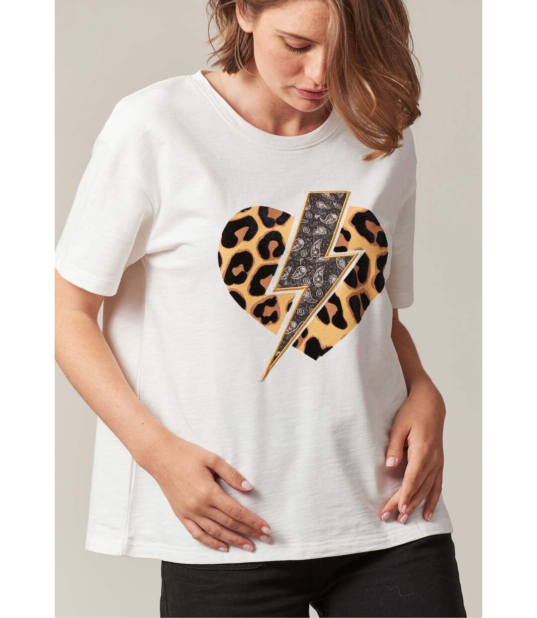 T-shirt à manches courtes motif gaphique pour femme TASHA