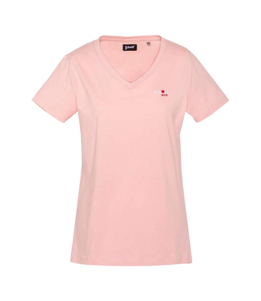 T-Shirt rose femme schott tsbrodedw-1