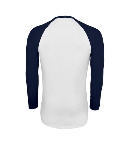SOLS Mens Funky Contrast Long Sleeve T-Shirt (White/French Navy)