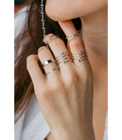 6 Piecs Gold Silver Spring Stacking Boho Thumb Rings Set