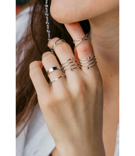 6 Piecs Gold Silver Spring Stacking Boho Thumb Rings Set