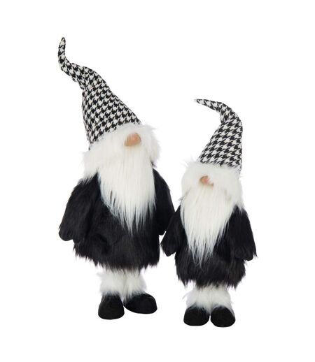 Père-Noël Déco Pied-de-Poule 70cm Noir & Blanc