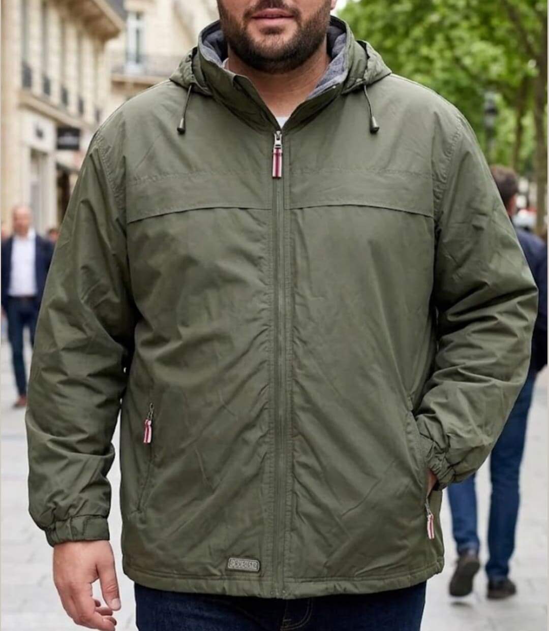 K-DRAN KH0070K — Blouson zippé grande taille kaki : aisance et protection légère-1