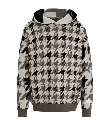 Sweat À Capuche Motif/style Pied-de-poule Homme Beige Boss
