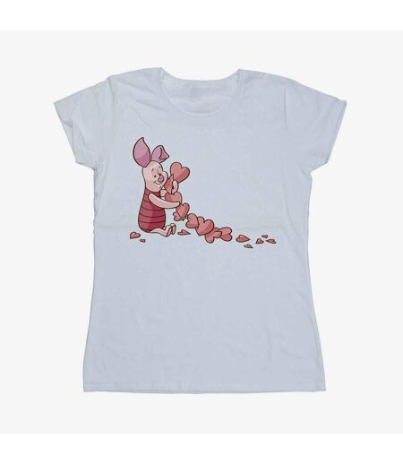 Disney T-shirt en coton Winnie The Pooh Piglet Chain Of Hearts - Femmes/Dames (Blanc) - UTBI44852