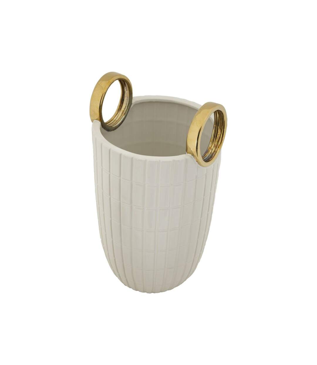Vase Design en Céramique Shopping 25cm Blanc-3