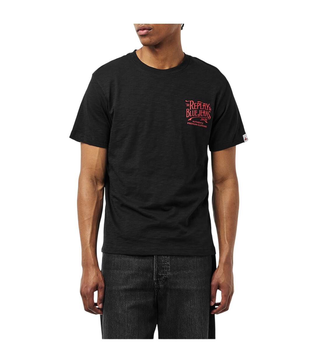 T-shirt Motif/style Logo Back Jeans Homme Noir Replay-4