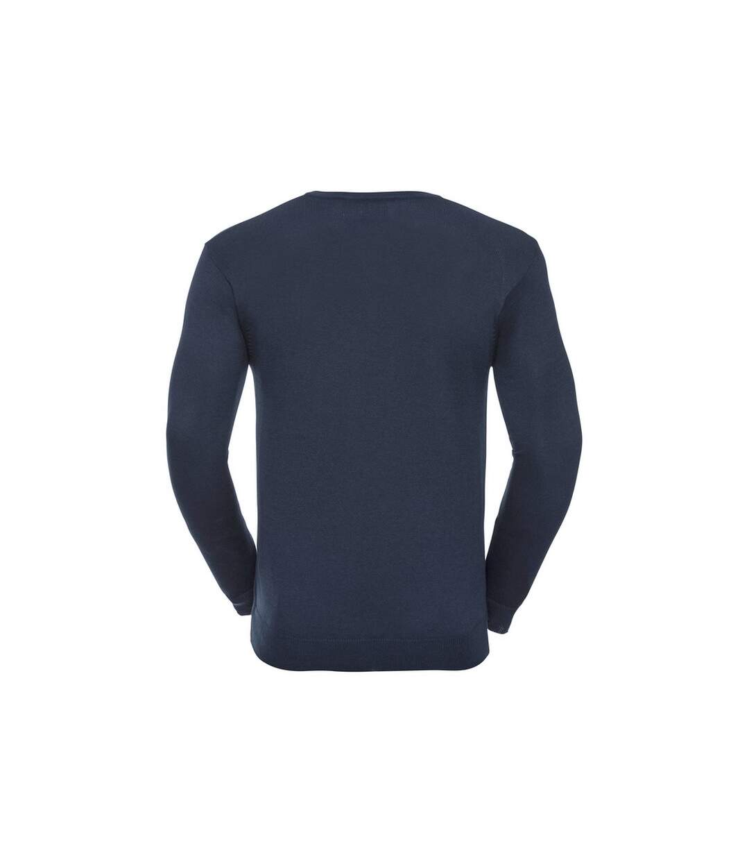 Mens cotton acrylic v neck sweatshirt french navy Russell Collection