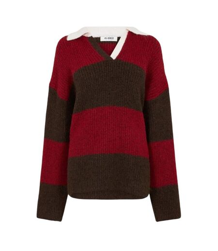 Womens/ladies Collared Oversized Sweater Top Red Brown 4th & Reckless