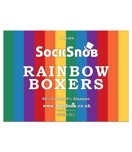 4 Pack Mens Cotton Novelty Striped Rainbow Boxer Shorts Underwear