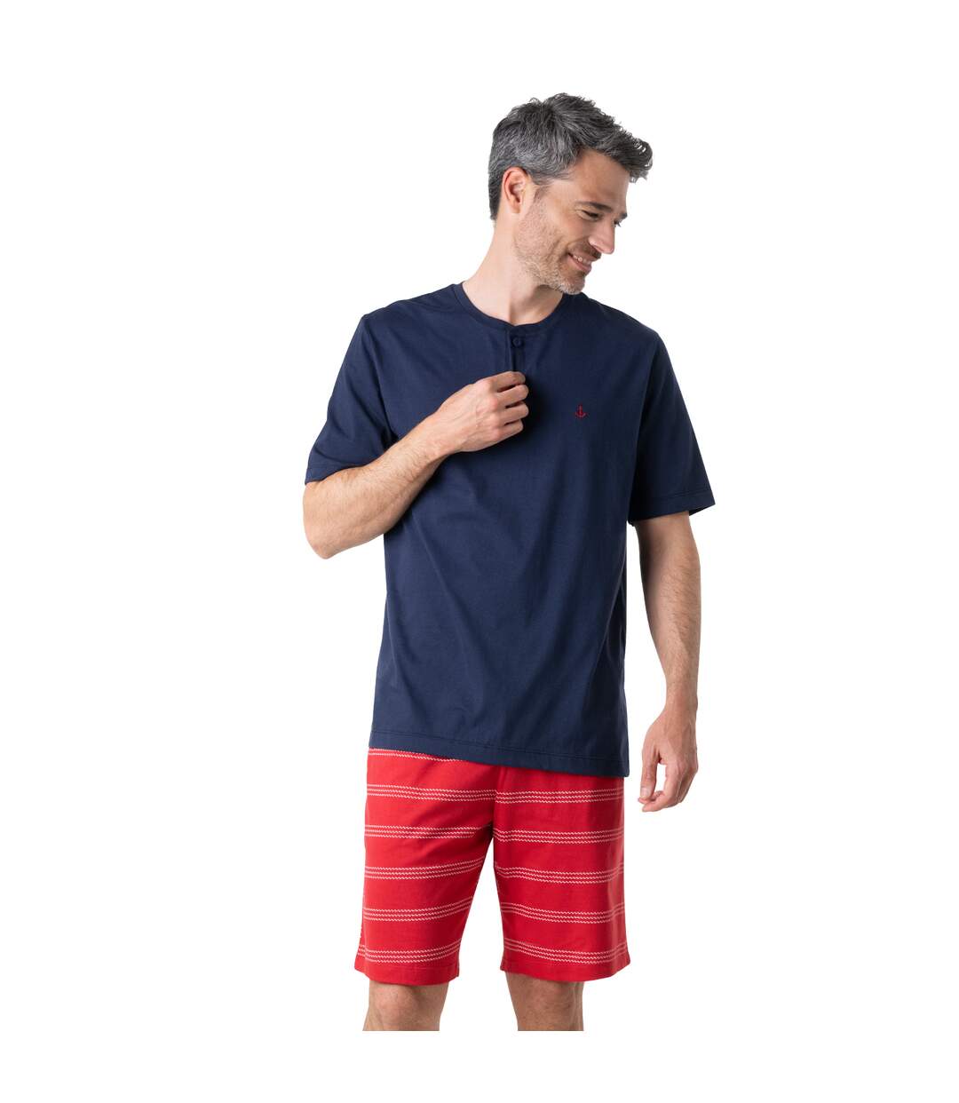 Pyjama court col T homme Nautique Eminence-1