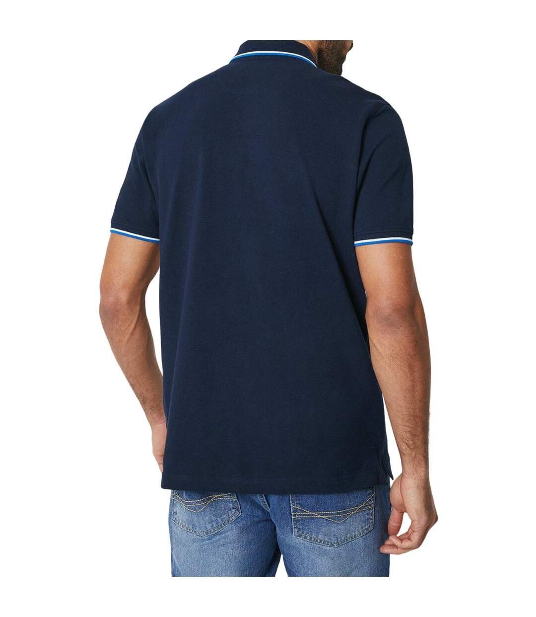 Mens Carter Stripe Polo Shirt Navy Maine-2