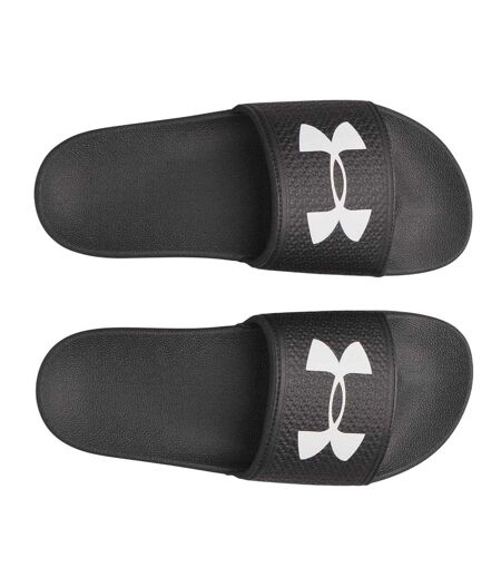 Womens/ladies Logo Sliders Black White Under Armour