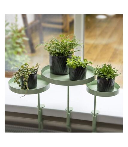 Support à plantes rond  à fixer hauteur réglable vert 24.6 x 18 cm