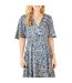 Womens/ladies Animal Print Skater Dress Blue Yumi-4