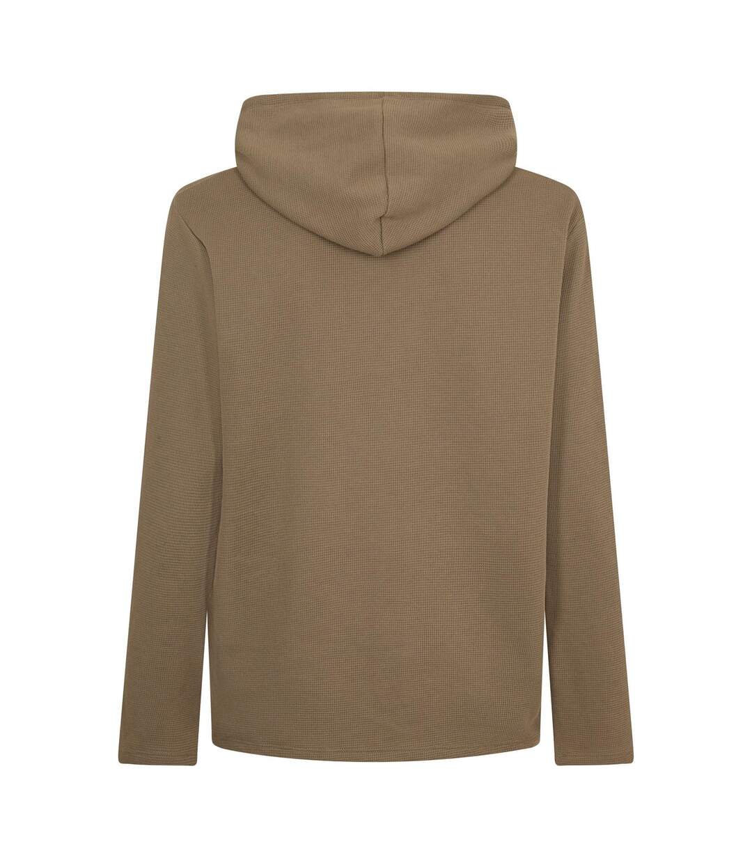Mens Waffle Knit Pullover Hoodie Brown Boss-2