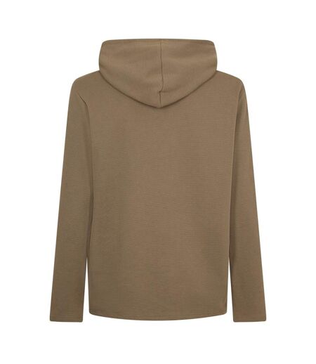 Mens Waffle Knit Pullover Hoodie Brown Boss